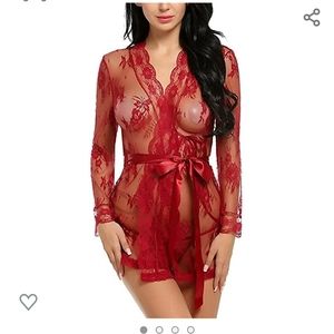 Lace robe with g string